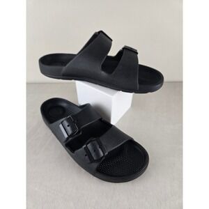 Totes‎ Women's Black Slip On Double Strap Comfort Slides Sandals US 10 UK 8